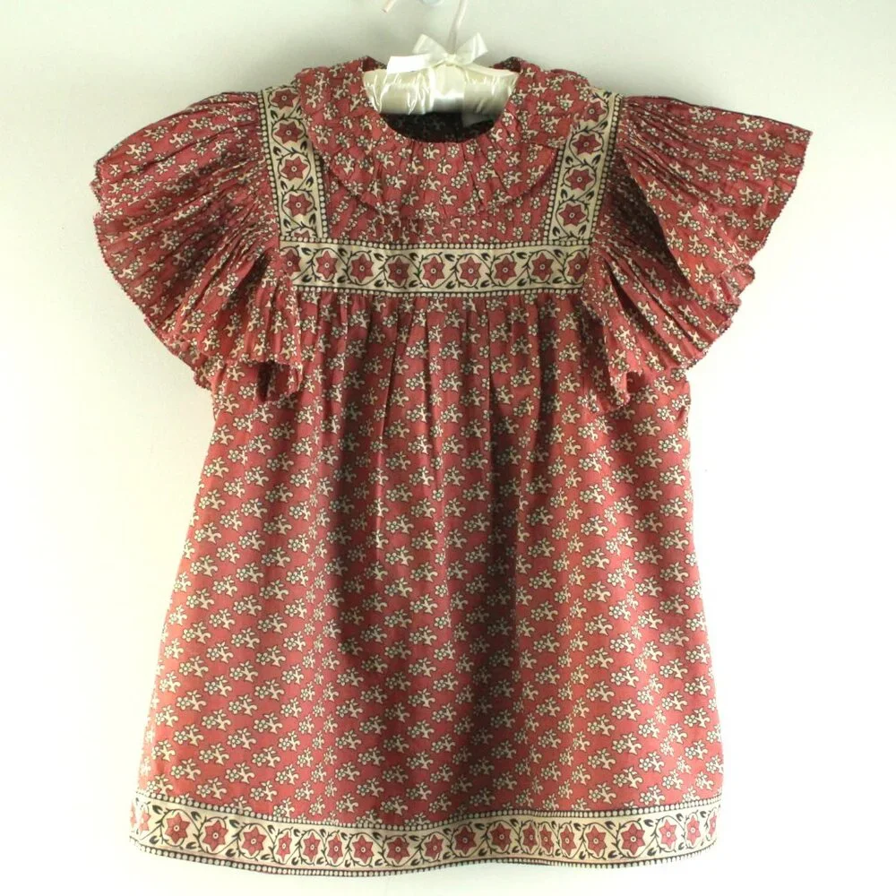 Sea New York Fernanda Blush Floral Tile Print Ruffle Pintuck Bib Top S NWT - Picture 1 of 5